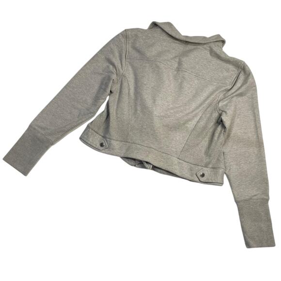 H by HALSTON Gray French Terry‎ Long Sleeve Motorcycle Zipper Jacket Size 14 - Picture 9 of 10
